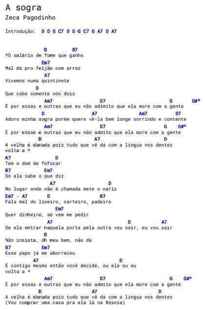 Cifra de A Sogra - Zeca Pagodinho