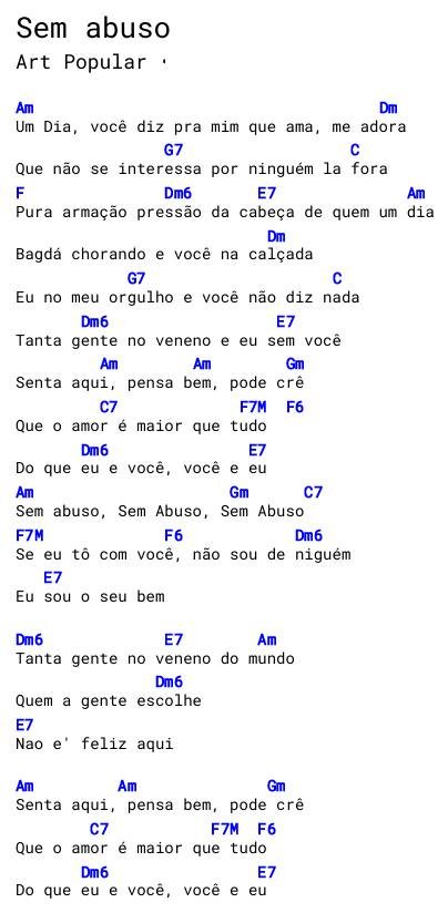 Cifra de Sem Abuso - Art Popular